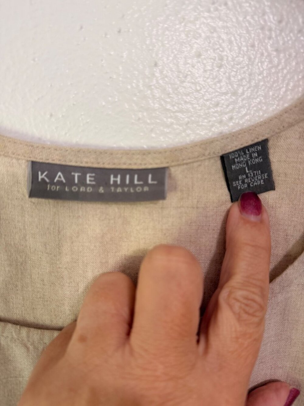 Kate Hill for Lord & Taylor Tank Top Linen Tan/Beige Shell Womans L - Picture 3 of 4